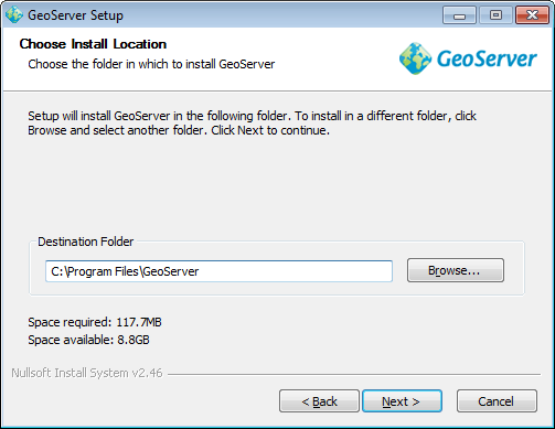 GeoServer install directory page